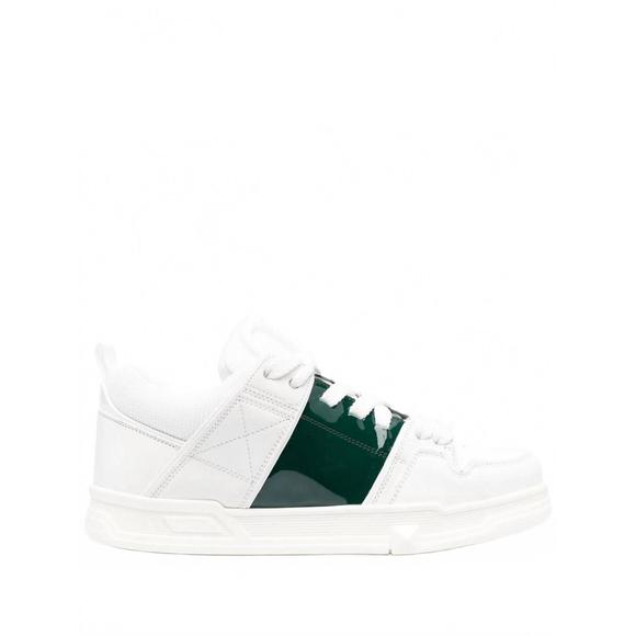 NEW VALENTINO GARAVANI women's open skate leather sneakers in white/green - Picture 1 of 4